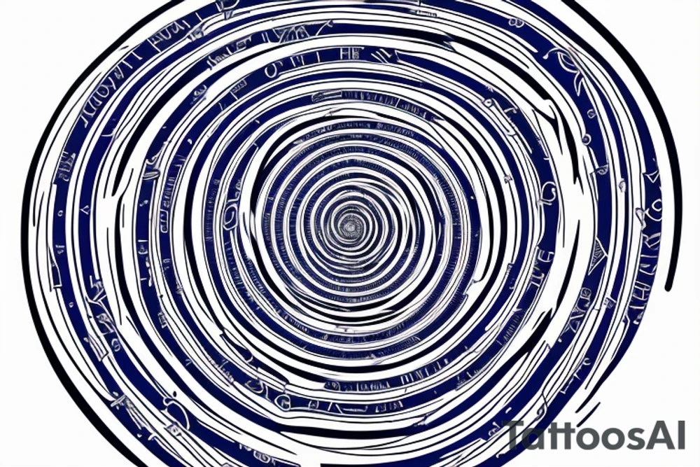 Start with the phrase vi veri veniversum vivus vici. Then make that spiral out of the center of the universe. Make the words prominent. Use only shades of blue. tattoo idea