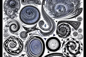 Start with the phrase vi veri veniversum vivus vici. Then make that spiral out of the center of the universe. Make the words prominent. Use only shades of blue. tattoo idea
