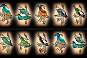 Wood ducks swimming tattoo idea