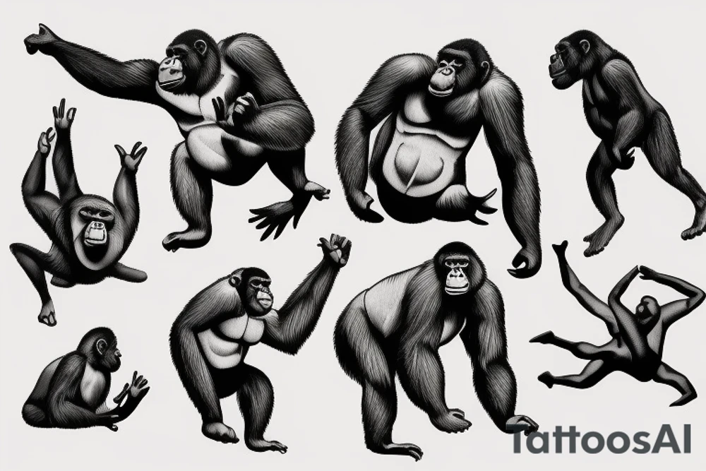 Gorilla skydiving tattoo idea