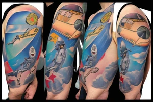 Skydiver jumping out of a ✈️ tattoo idea