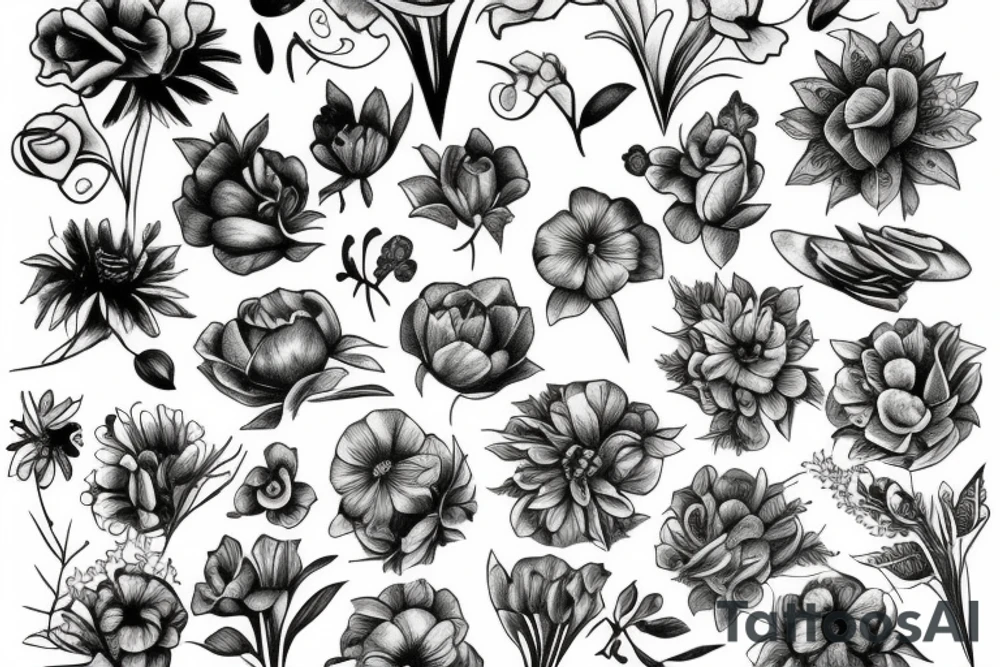 birth flowers tattoo idea