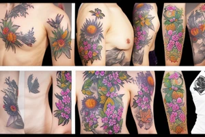 Full sleeve of wild flowers tattoo idea