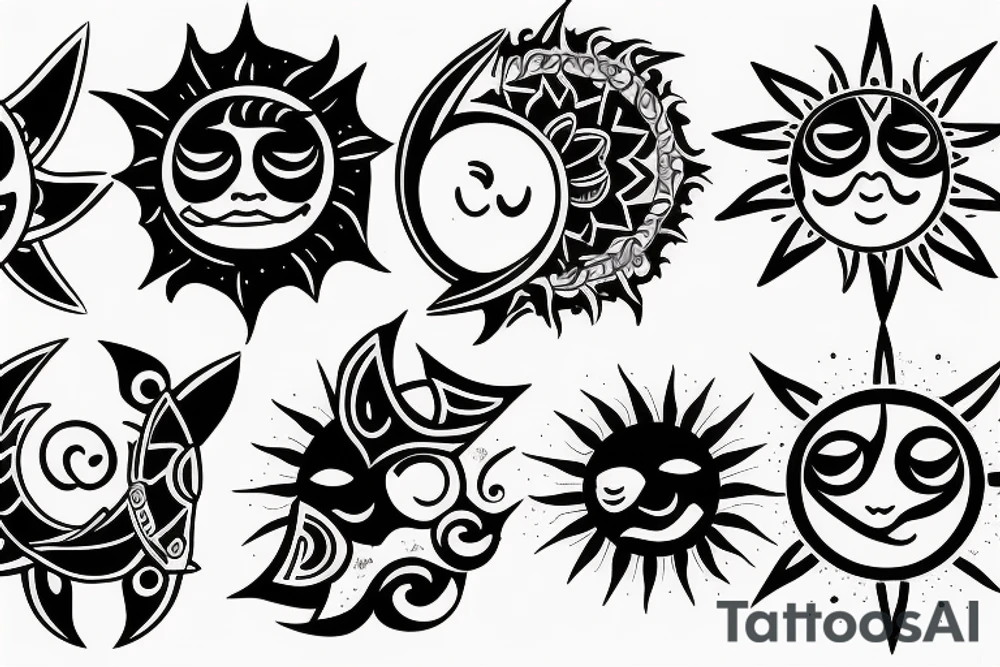 Sun and moon on shoulder tattoo idea