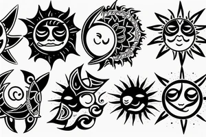 Sun and moon on shoulder tattoo idea