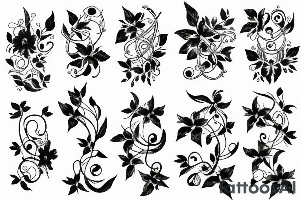 Flower and vines tattoo idea