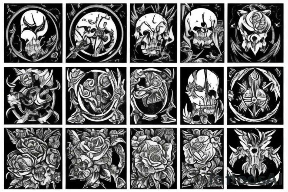 Warhammer and flowers tattoo idea