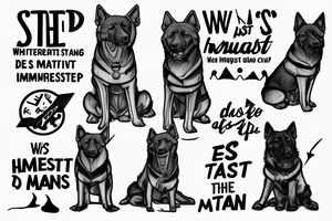 2 german shepards with text "What is the most important step a man can take" tattoo idea