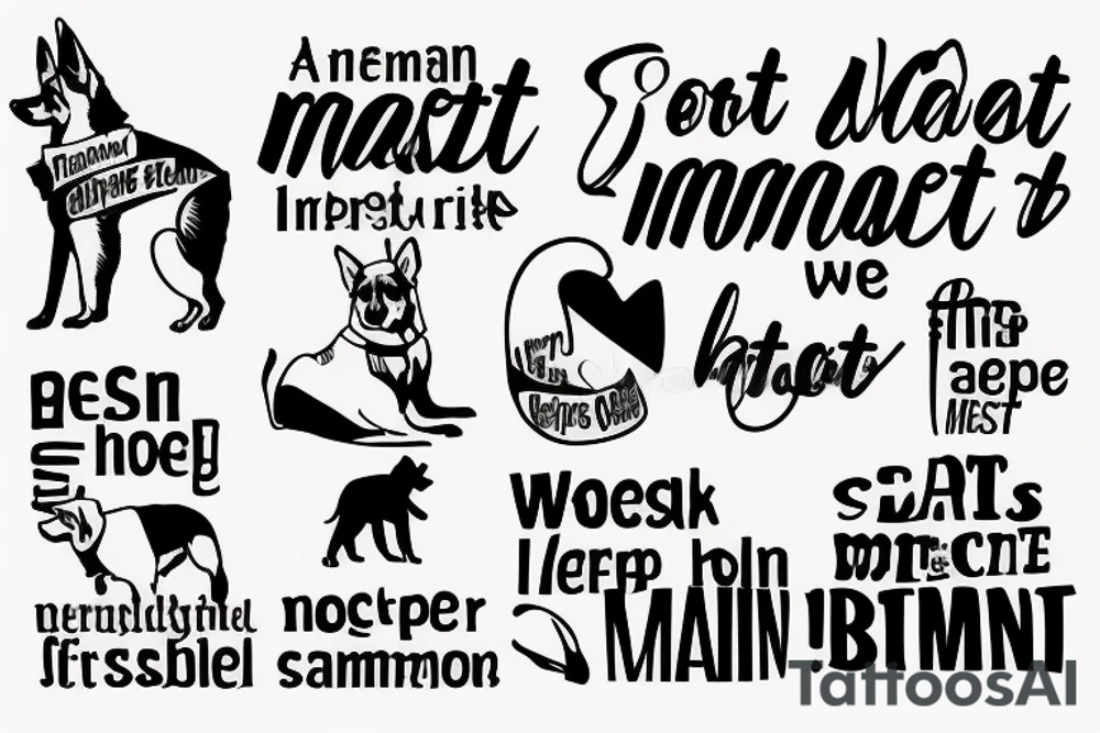2 German shepherds with text "What is the most important step a man can take" tattoo idea