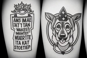 2 German shepherds with text "What is the most important step a man can take" tattoo idea