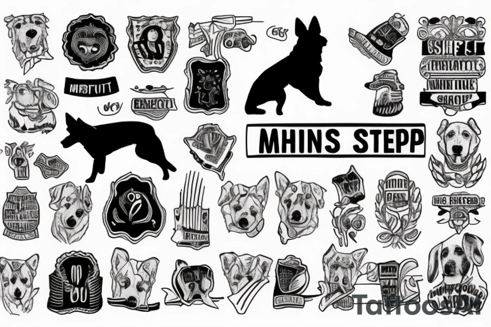 2 German shepherds with text "What is the most important step a man can take" in english tattoo idea