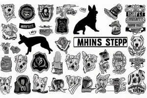 2 German shepherds with text "What is the most important step a man can take" in english tattoo idea