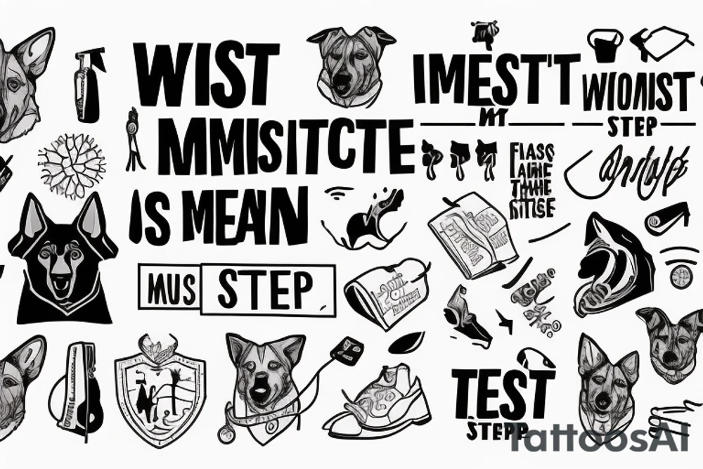 2 German shepherds with text "What is the most important step a man can take" in english tattoo idea