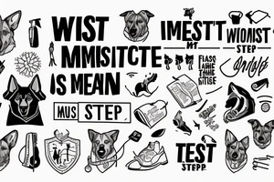 2 German shepherds with text "What is the most important step a man can take" in english tattoo idea