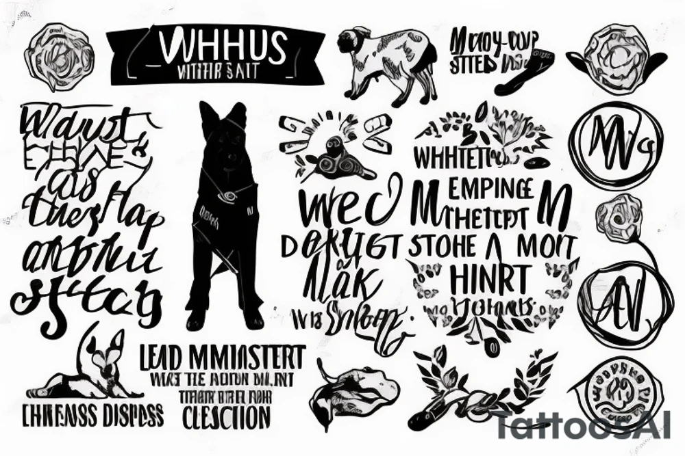 2 shepherd dogs with text "What is the most important step a man can take" in english tattoo idea
