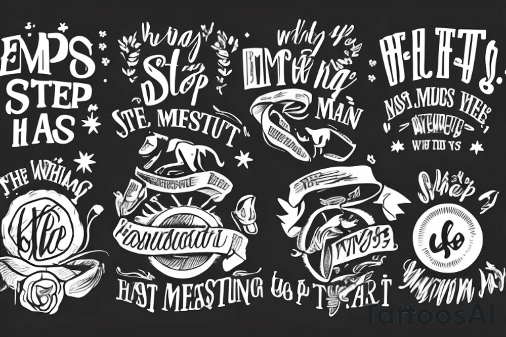 2 shepherd dogs with text "What is the most important step a man can take" in english tattoo idea