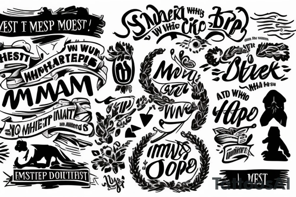 2 shepherd dogs with text "What is the most important step a man can take" in english tattoo idea
