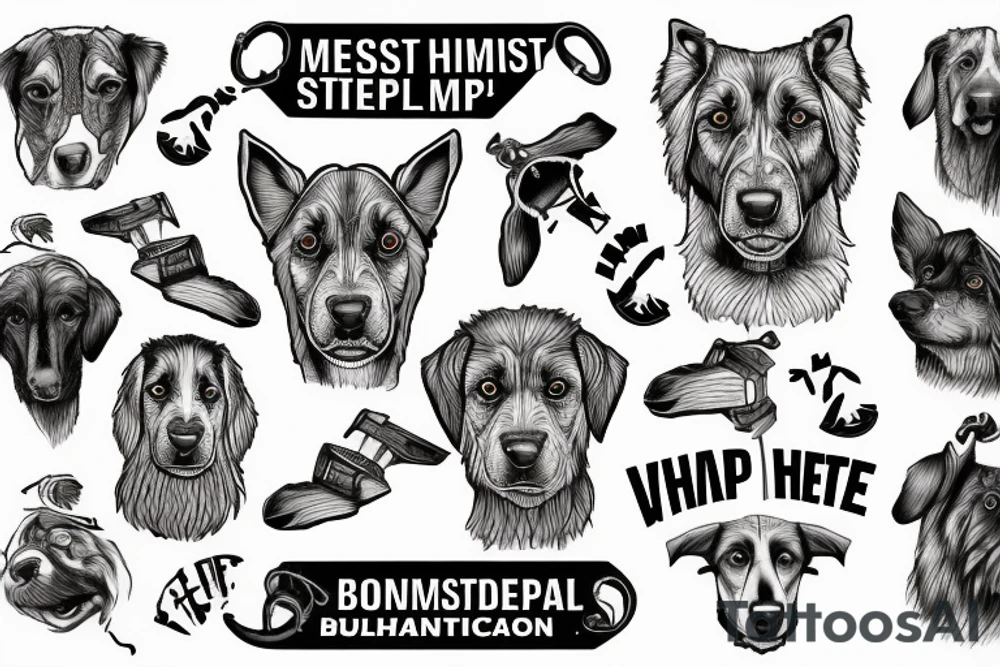2 shepherd dogs with text "What is the most important step a man can take" in english tattoo idea