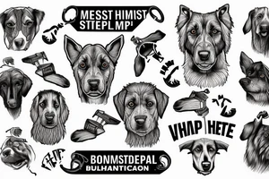 2 shepherd dogs with text "What is the most important step a man can take" in english tattoo idea