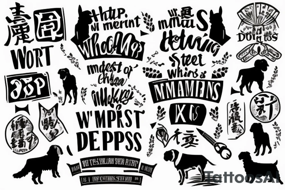 2 shepherd dogs with text "What is the most important step a man can take" in english tattoo idea