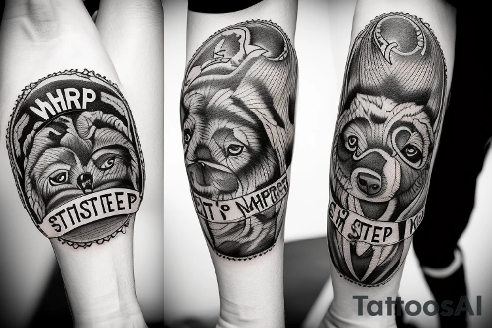 2 shepherd dogs with text "What is the most important step a man can take" in english tattoo idea