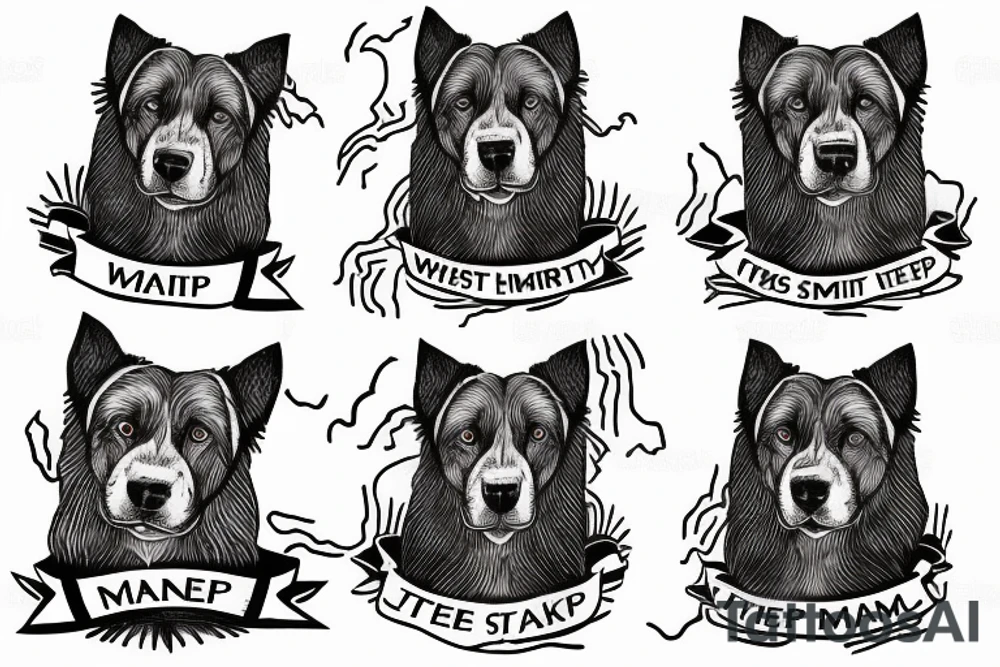 2 shepherd dogs with text "What is the most important step a man can take" in english tattoo idea