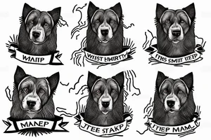 2 shepherd dogs with text "What is the most important step a man can take" in english tattoo idea