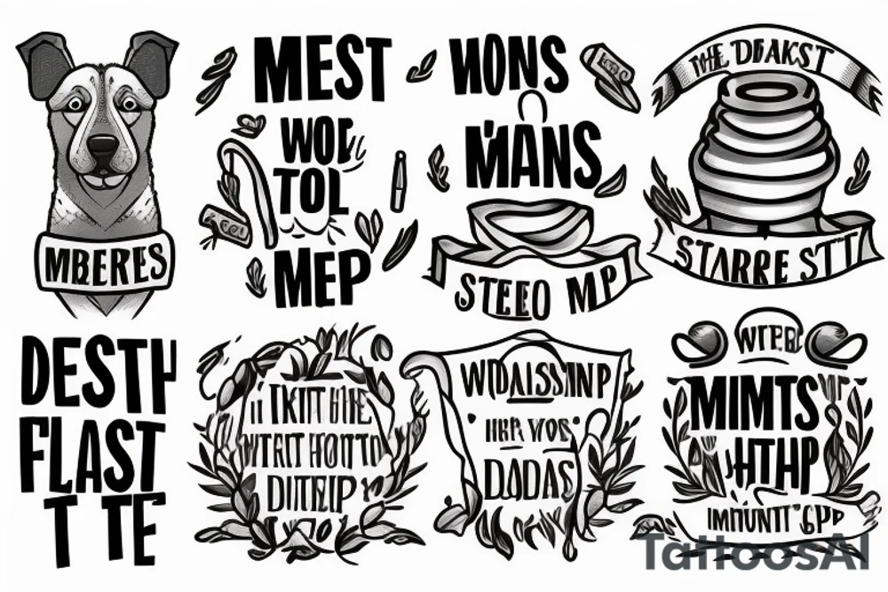 2 shepherd dogs with text "What is the most important step a man can take" in english tattoo idea