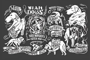 2 shepherd dogs with text "What is the most important step a man can take" in english tattoo idea
