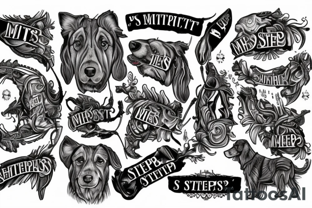 2 shepherd dogs with text "What is the most important step a man can take" in english tattoo idea