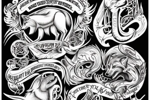 wolf image with text "What is the most important step a man can take" in english tattoo idea