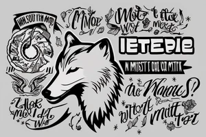wolf image with text "What is the most important step a man can take" in english tattoo idea