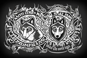 wolf image with text "What is the most important step a man can take" in english tattoo idea