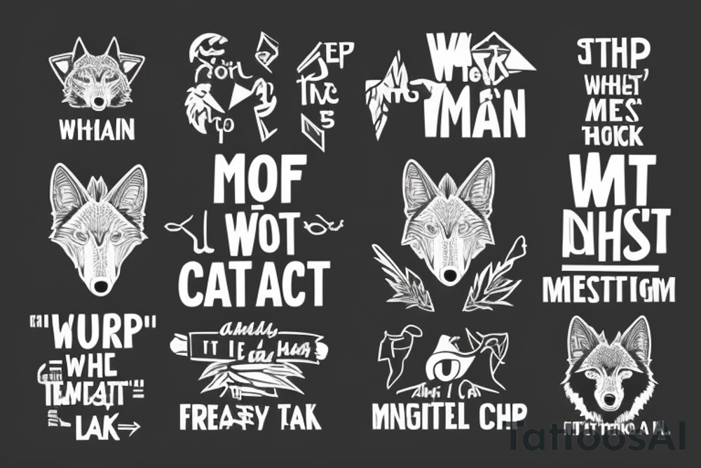 wolf image with text "What is the most important step a man can take" in english tattoo idea