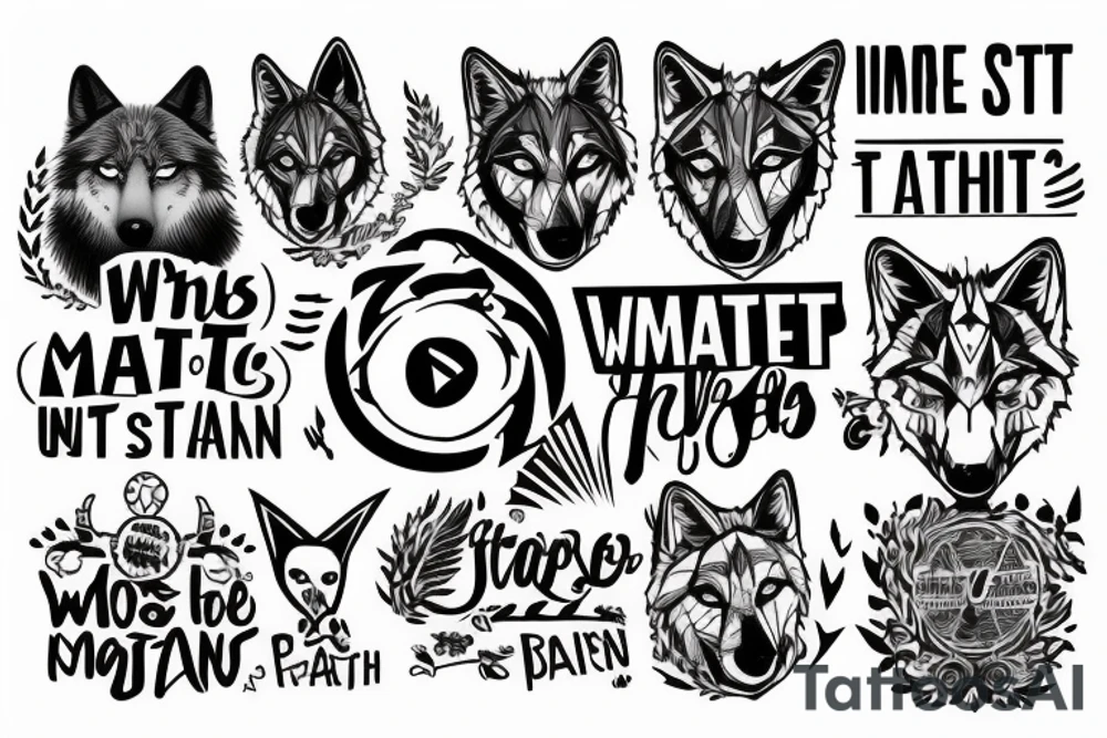 wolf image with text "What is the most important step a man can take" in english tattoo idea