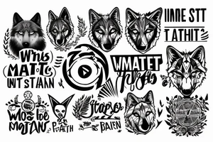 wolf image with text "What is the most important step a man can take" in english tattoo idea