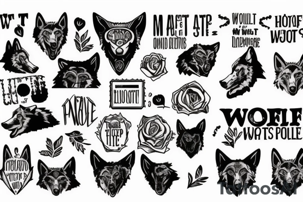 wolf image with text "What is the most important step a man can take" in english tattoo idea