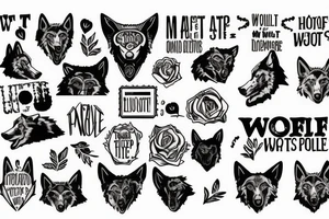 wolf image with text "What is the most important step a man can take" in english tattoo idea