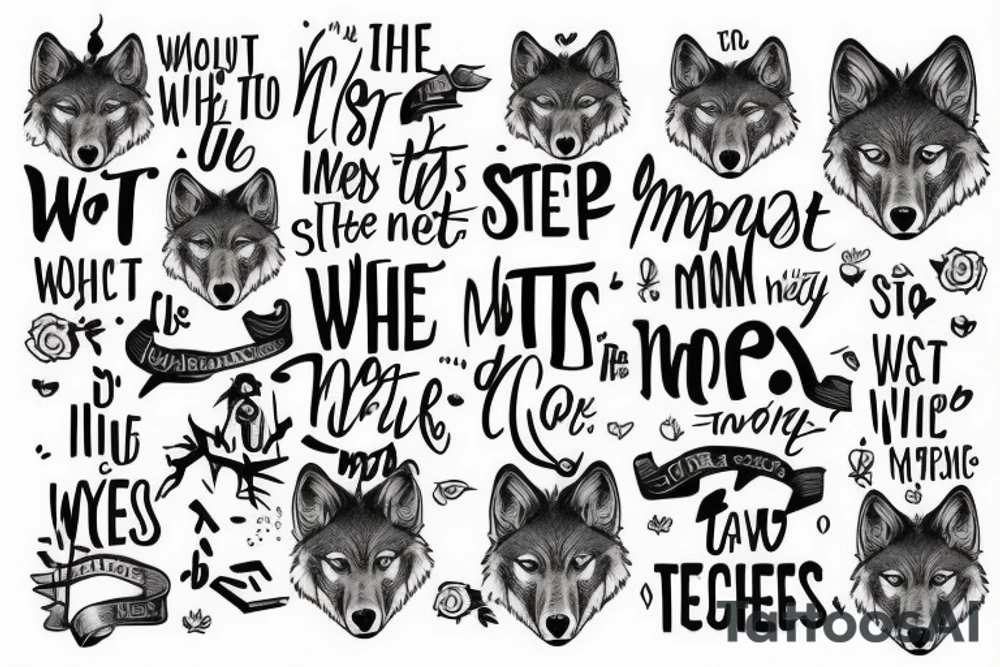 wolf image with text "What is the most important step a man can take" in english tattoo idea