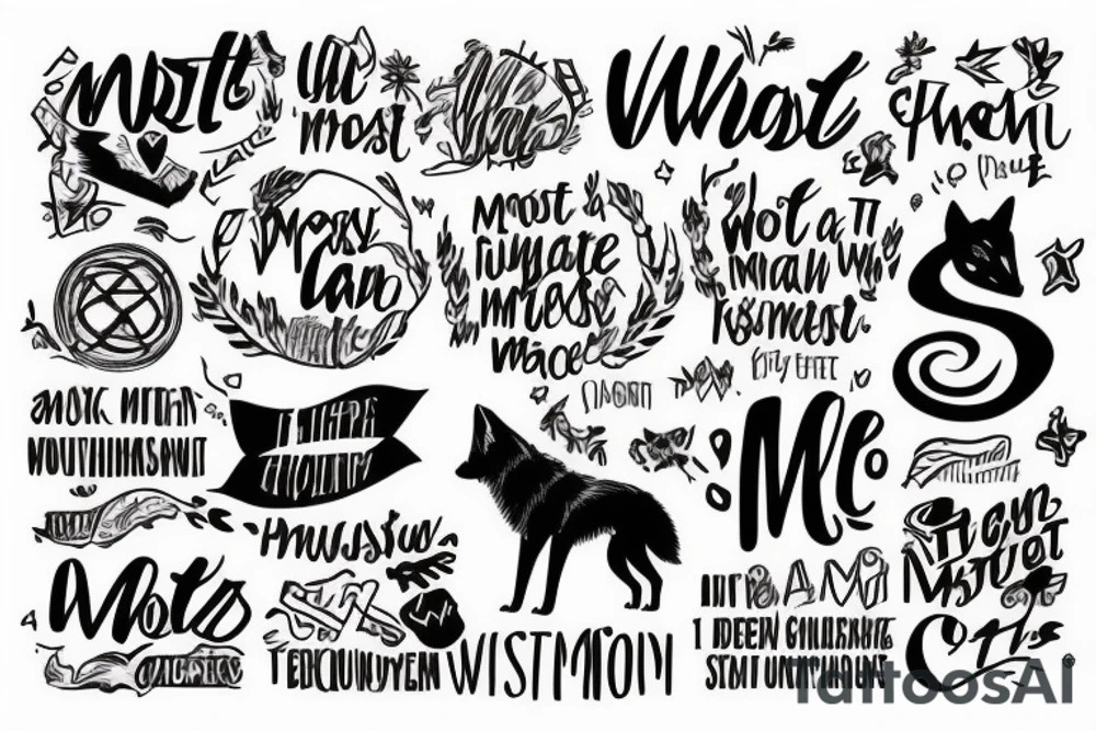 wolf image with text "What is the most important step a man can take" in english tattoo idea