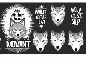 wolf image with text "What is the most important step a man can take" in english tattoo idea