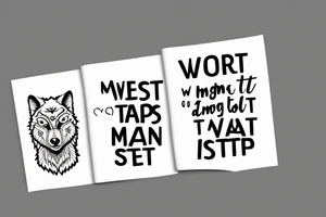 wolf image with text "What is the most important step a man can take" in english tattoo idea