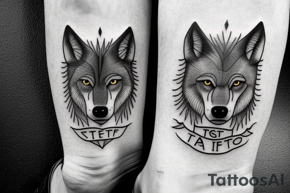 wolf image with text "What is the most important step a man can take" in english tattoo idea