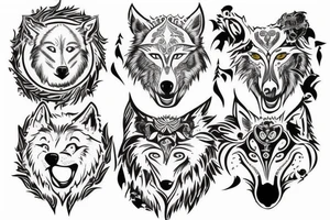 two circling wolves tattoo idea