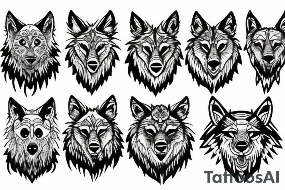 two circling wolves tattoo idea