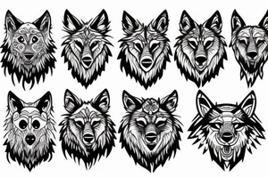 two circling wolves tattoo idea