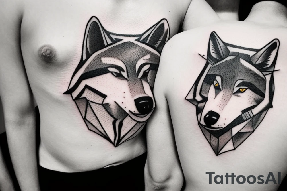 two wolves circling each other tattoo idea