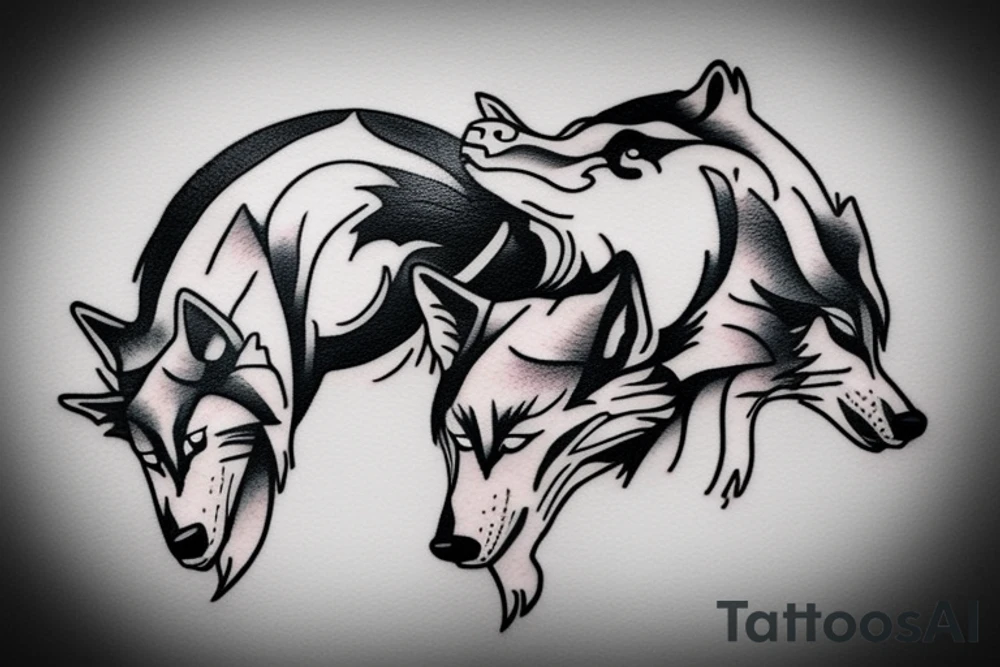 two wolves circling each other tattoo idea