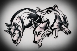 two wolves circling each other tattoo idea