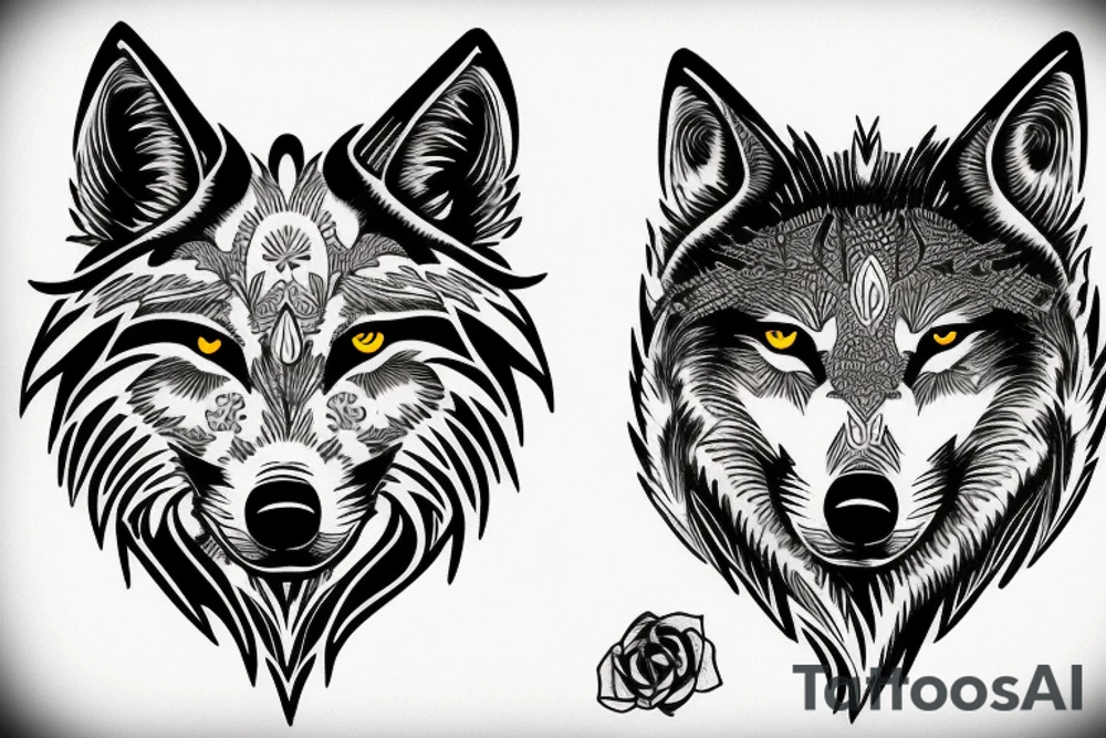 two wolves circling each other tattoo idea
